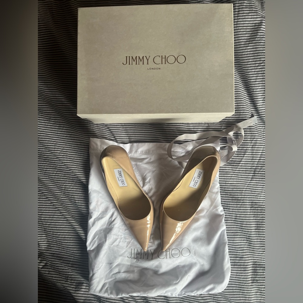 Gently Used Jimmy Choo Abel Beige Patent Pumps Size 38 (US 7.5).